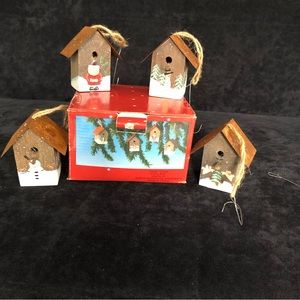 Rustic Birdhouse Ornaments (Set of 4)